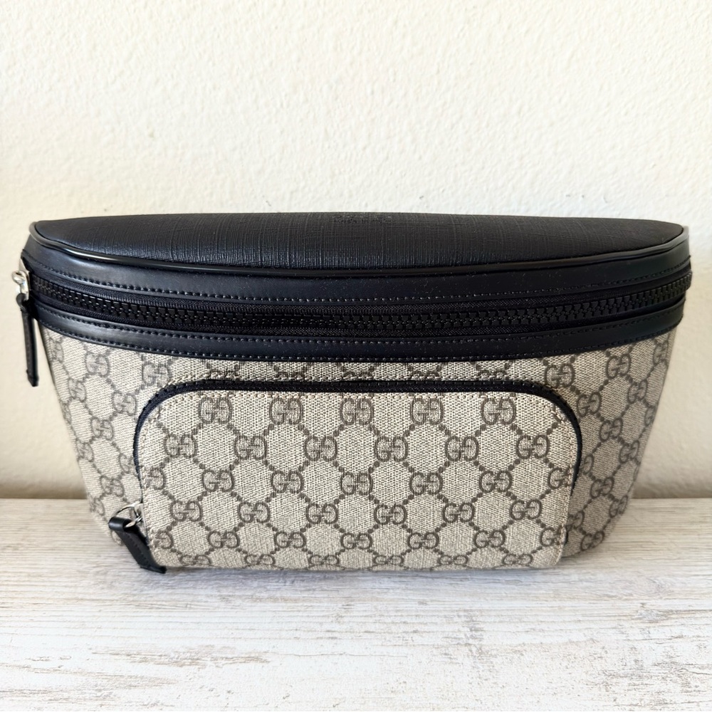 New Gucci GG Supreme Monogram Large mens belt bag, belt size 90cm